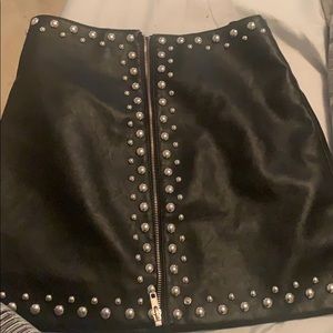 Studded Faux Leather Skirt